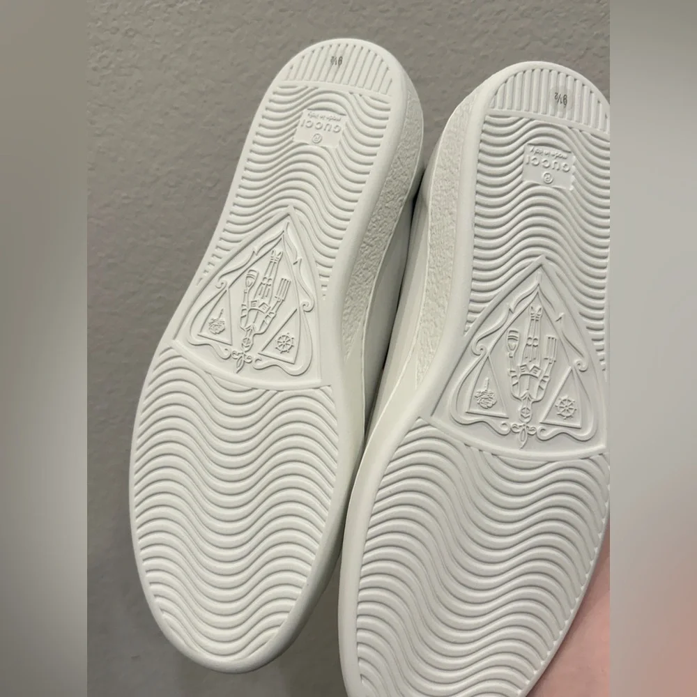 Gucci Men Blanc Micro Soft White and Gray Leather Sneakers